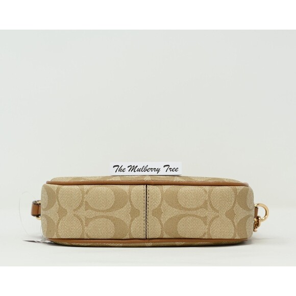 COACH JAMIE Wristlet Light Khaki Signature Canvas Saddle Leather CA718 NWT $178 - Picture 4 of 14